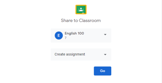 Google Classroom page with Choose Option drop-down.